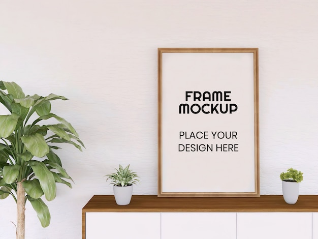 Blank photo frame mockup sulla scrivania