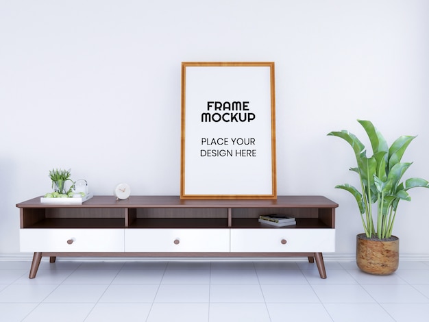 blank photo frame mockup on the desk