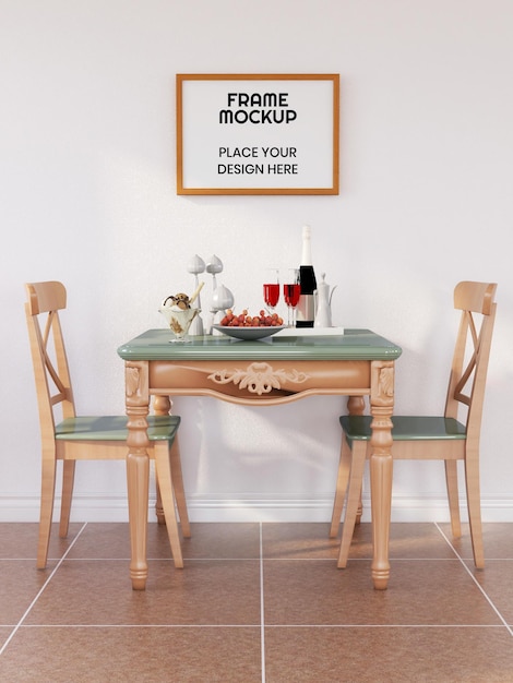 PSD blank photo frame mockup in the dining room