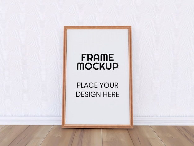 PSD blank photo frame mockup on the floor