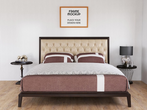 Blank Photo Frame Mockup Realistic in the Bedroom