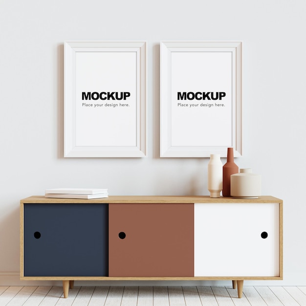 Mockup di cornici per foto in bianco rendering 3d