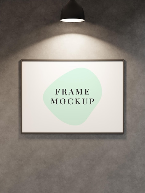PSD blank photo poster frame mockup hanging on the wall