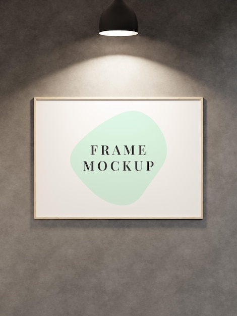 Blank photo poster frame mockup hanging on the wall