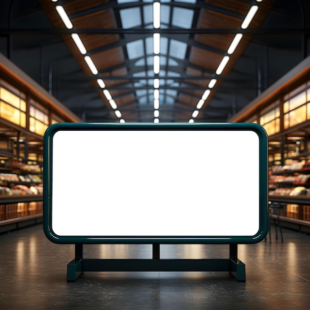 PSD blank poster frame staat voor supermarkt