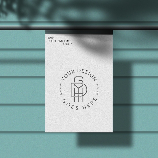 Blank Poster Mockup on a Teal Wall
