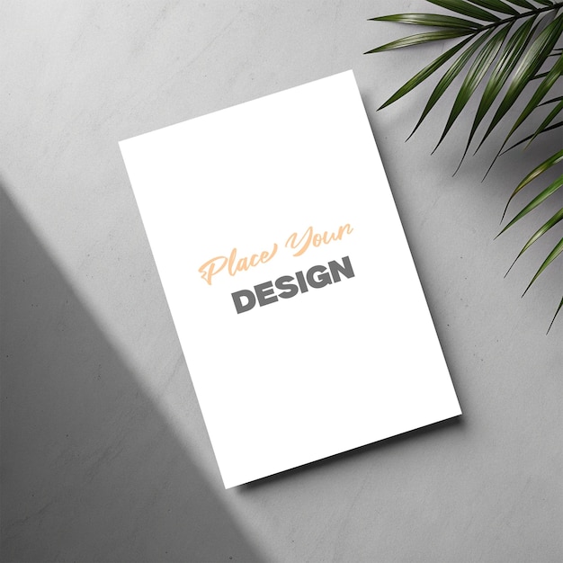 Blank Poster Mockup with Palm Leaf and Shadow Overlay