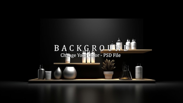 PSD blank product stand and black background generative ai