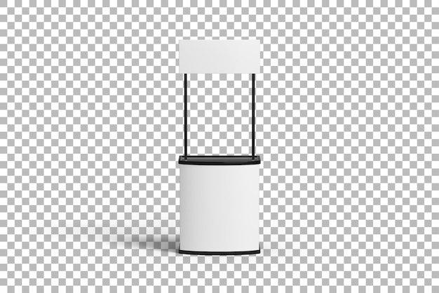 a blank promotional kiosk with a canopy designed for advertising or information display