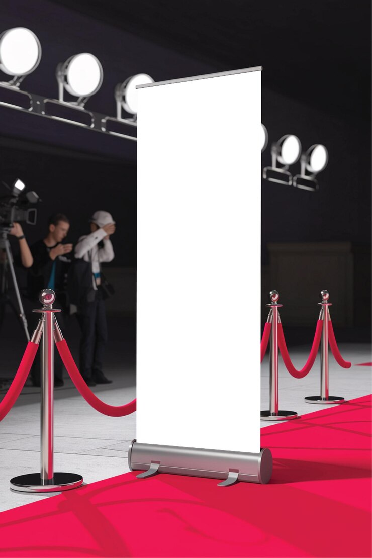 PSD blank roll up banner stand mockup