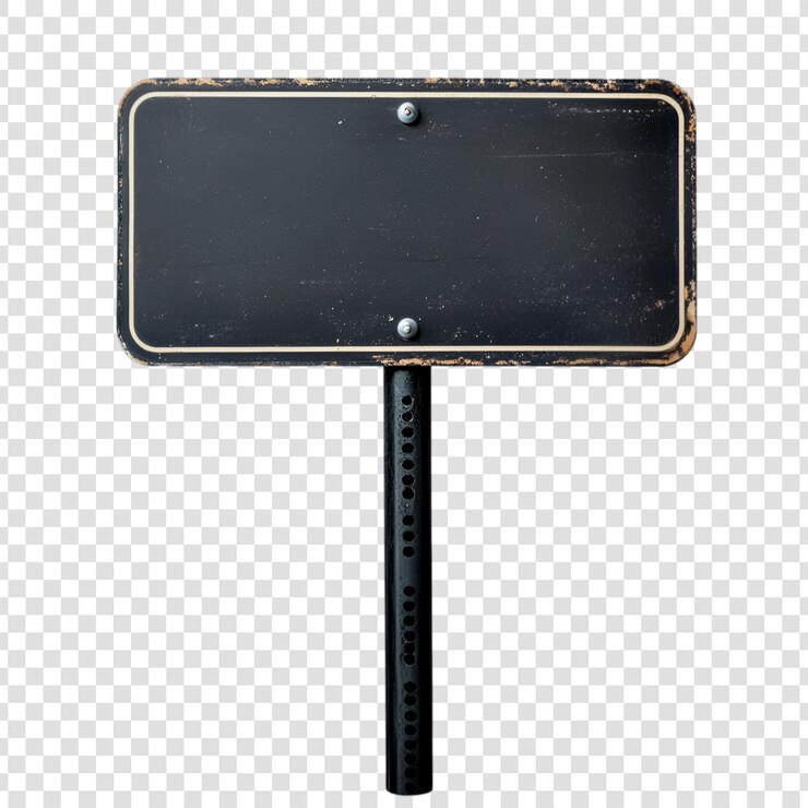 PSD blank rusty metal sign on a transparent background