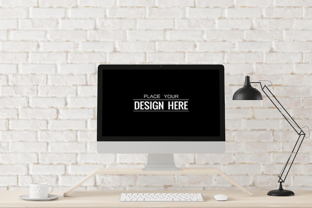 PSD 空白の画面オフィスのコンピュータ