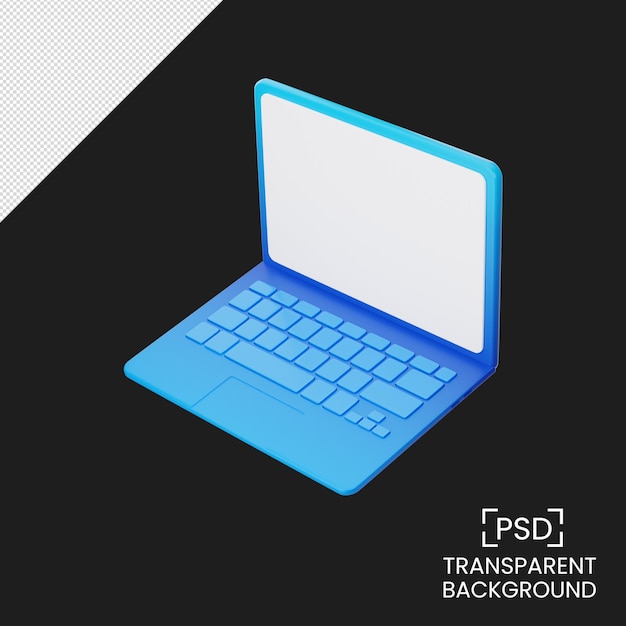 PSD blank screen laptop computer 3d render illustration isolated