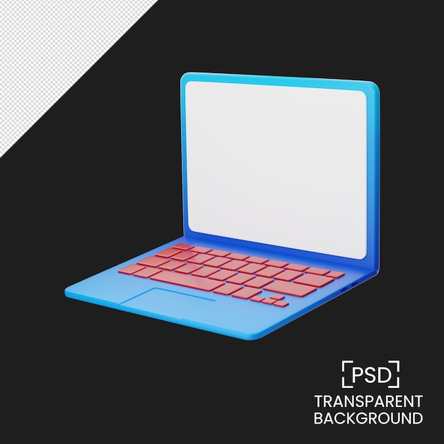 PSD blank screen laptop computer 3d render illustration isolated