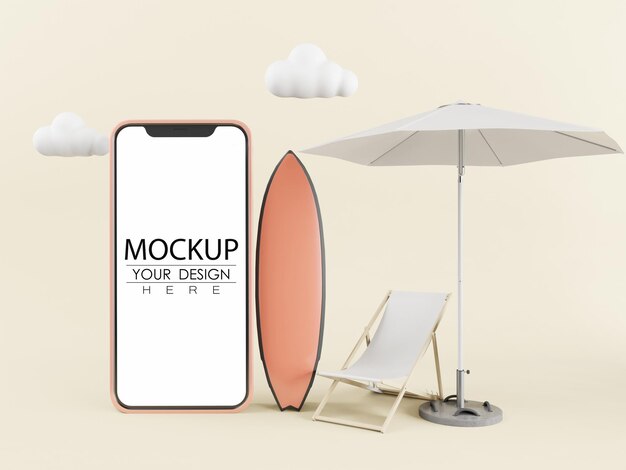 Blank screen smart phone Computer  Mockup. Holidays concept