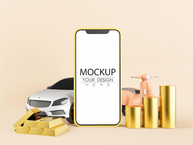 Blank screen smart phone Computer  Mockup for wealth concept
