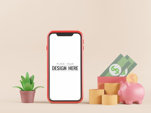 Blank screen smart phone Computer with element PSD Mockup