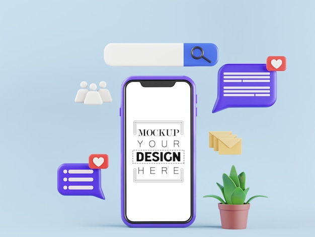 Computer smart phone con schermo vuoto con elemento psd mockup