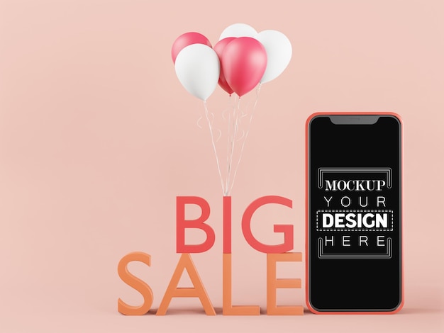 Blank screen smart phone mockup and big sael