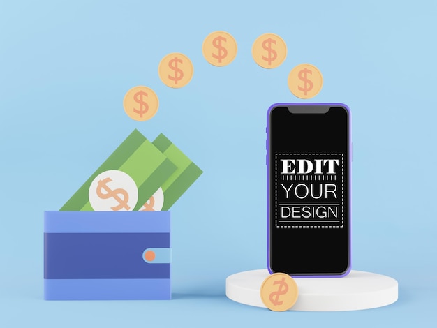 PSD 支払いの概念と空白の画面のスマートフォンのモックアップ