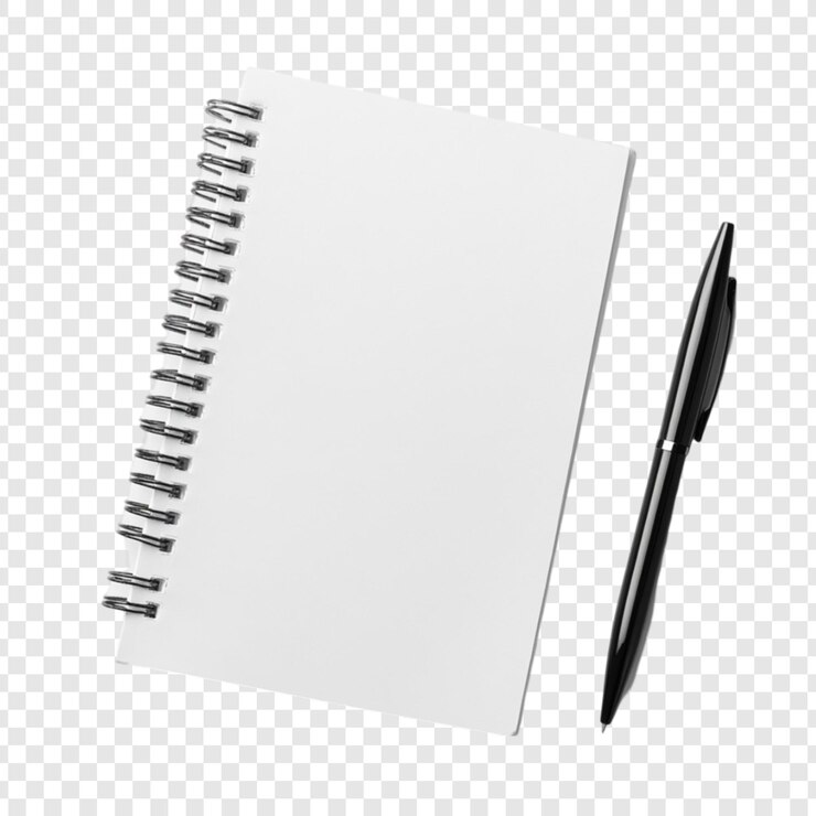 PSD blank spiral notebook and black pen ready for notes or ideas writing supplies stationery office supplies school supplies