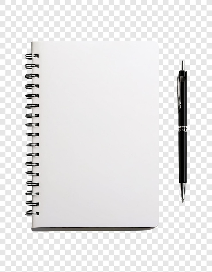 PSD blank spiral notebook isolated on transparent background