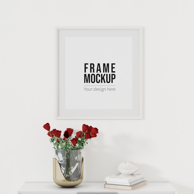 Blank square poster frame mockup