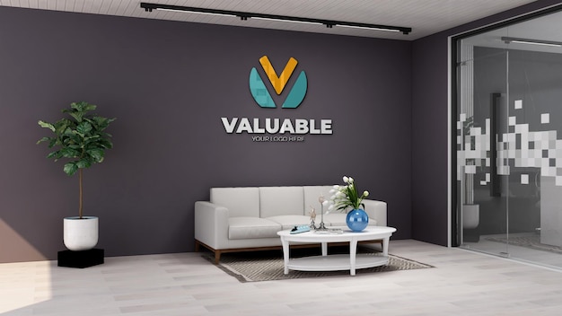 Blank wall for logo mockup in the living room