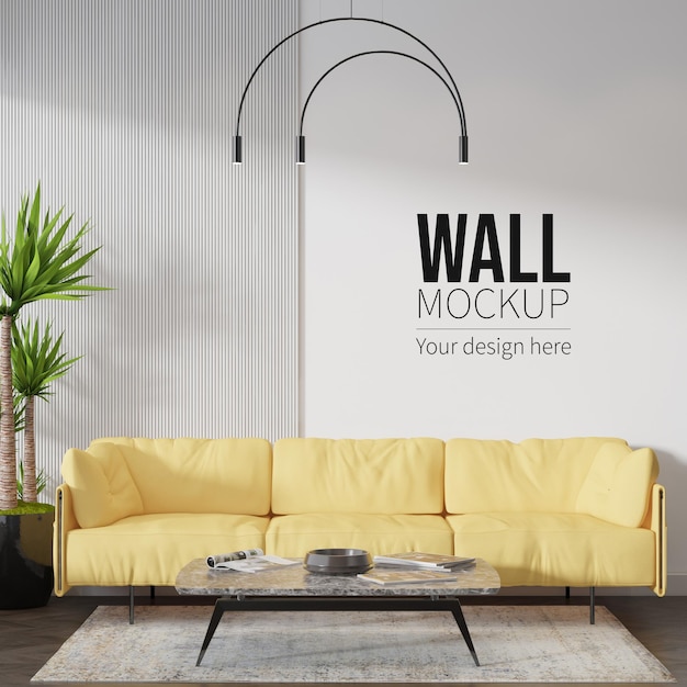 PSD blank wall mockup in 3d rendering