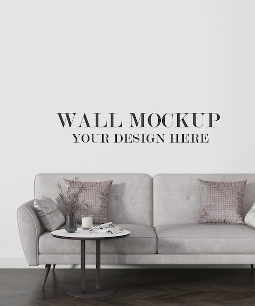 Blank wall mockup in 3d rendering