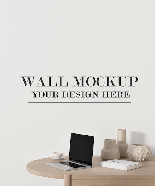 Blank wall mockup in 3d rendering