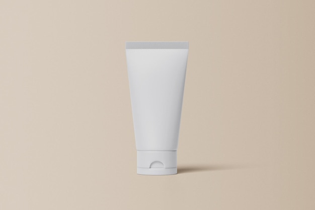 blank white cosmetic tube mockup on a neutral background