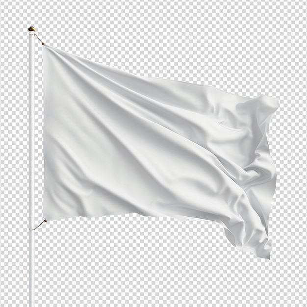 PSD blank white flag waving isolated on transparent background