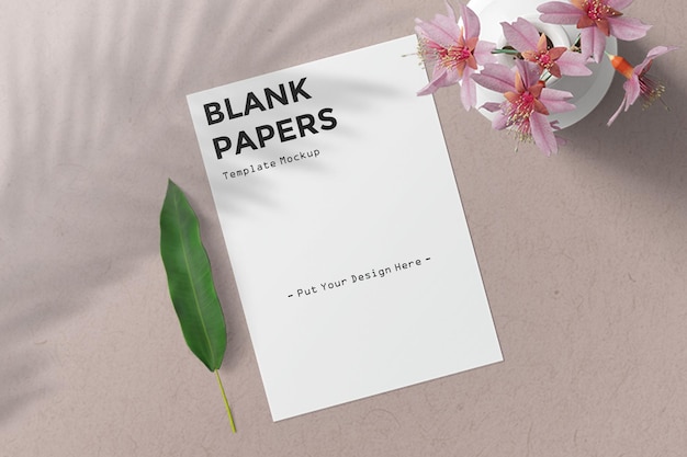 Blank White Papers Template Mockup