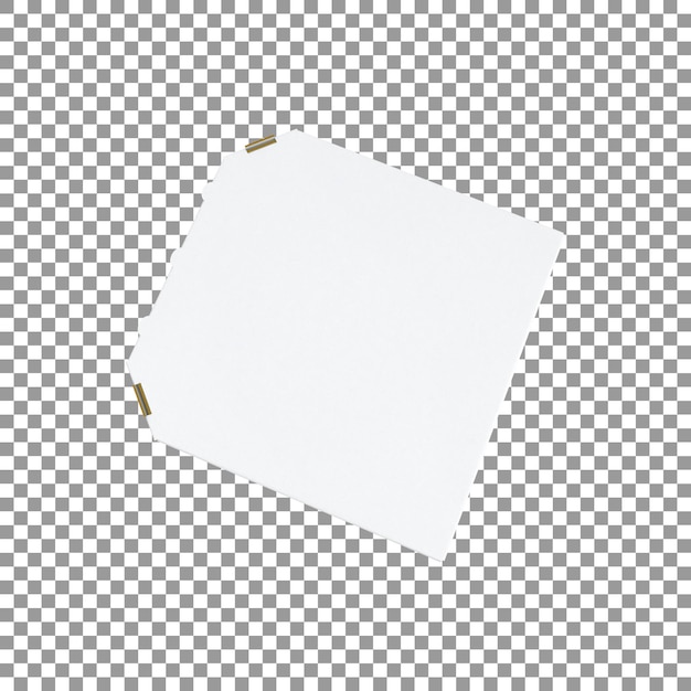 Blank white pizza box top view isolated on transparent background