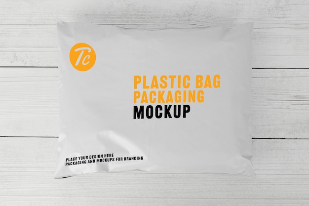 PSD blank white plastic bag packaging mockup