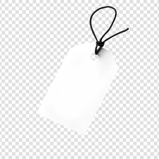 Blank white price tag on a transparent background