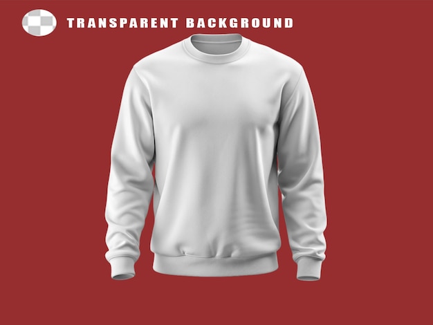 PSD blank wite sweater mockup sweatshirt clothing knit on transparent background