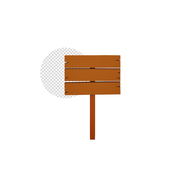 Blank wooden board icon in 3d render