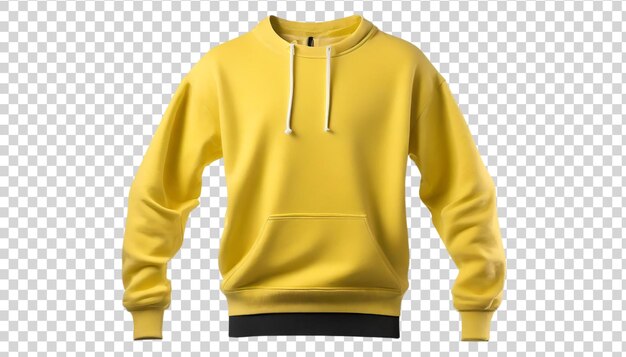 PSD blank yellow hoodie mockup front view isolated on transparent background