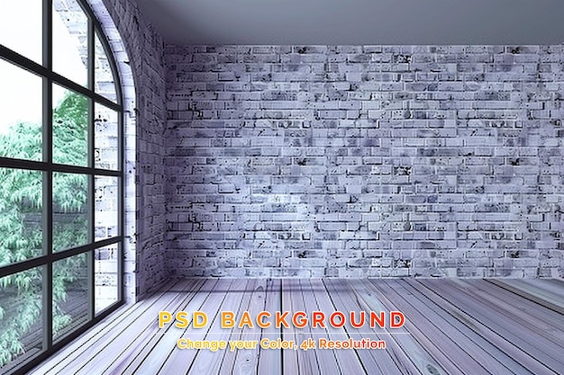PSD blanke muur in een lege kamer met ramen