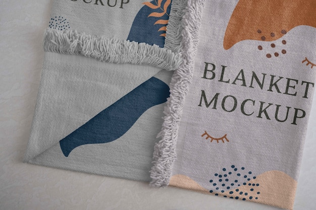 Blanket mock-up design with organic shapes