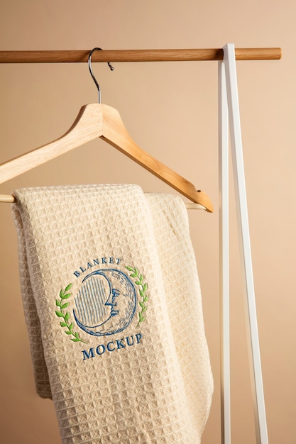 PSD blanket with branding label mock-up design