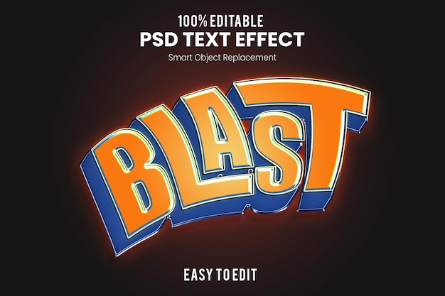 Blast 3d text effect psd