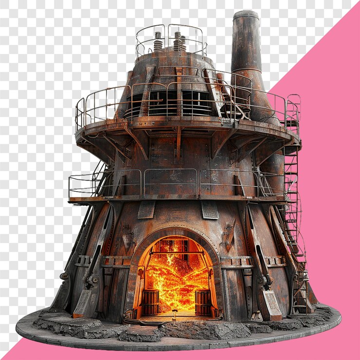 Blast furnace transparent background isolated image generative AI