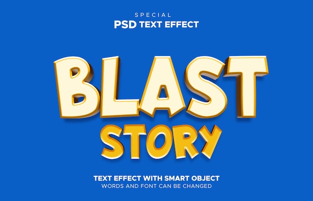 Effetto testo banner 3d in stile cartone animato blast story