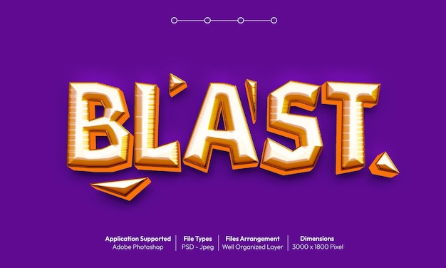 Blast text effect with 3d font style