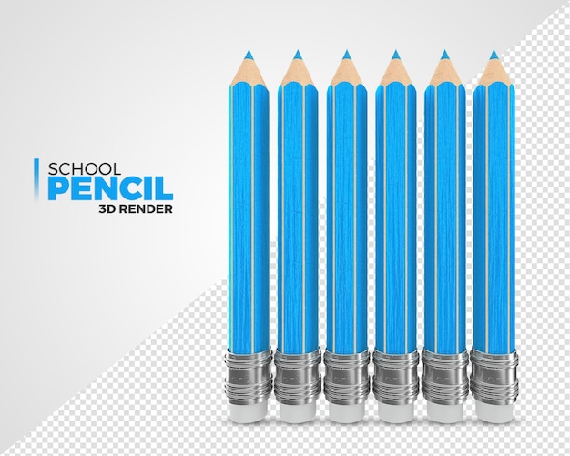 Blauw 3d potlood geïsoleerd voor terug naar school