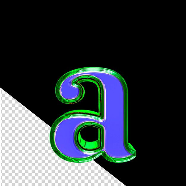 Blauw 3d symbool in een groen frame letter a