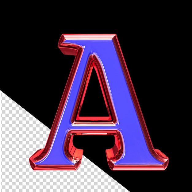 Blauw 3D-symbool in een rood kader letter a